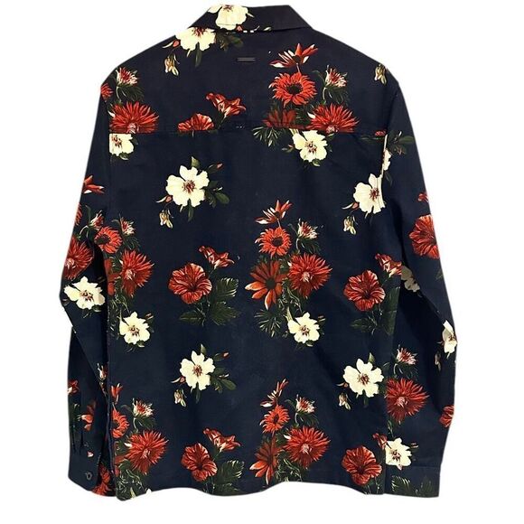 Denim & Flower Ricky Singer 100% Cotton Zip Front Jacket Floral Print Sz M Hawia - Picture 2 of 7